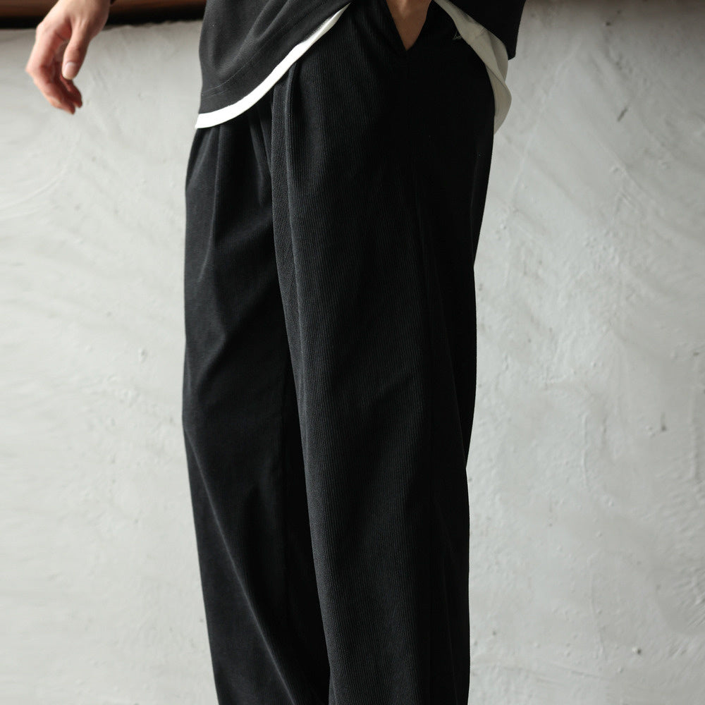 Japanese corduroy textured casual pants basic section pleated drape casual versatile pants