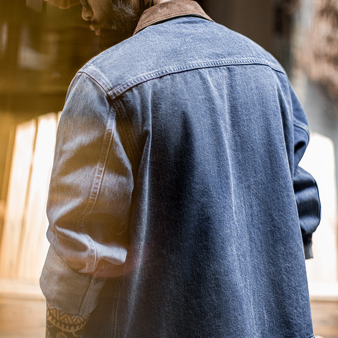 American Retro Washed Denim Detroit Jacket Vintage Distressed Coat