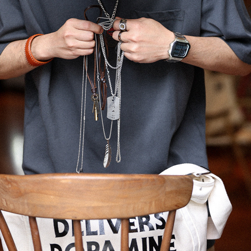 American retro 280g pure cotton M7 workwear pocket casual T-shirt