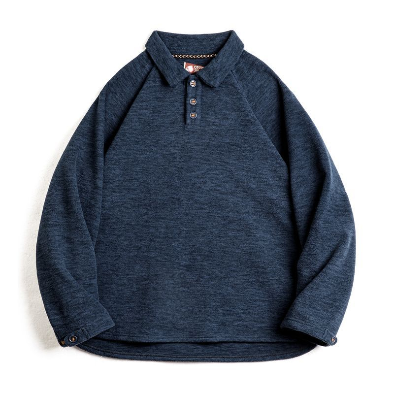 Madden Casual Half Placket Rocker Floral Yarn Sweatshirt Loose Placket Sleeve Pullover Top