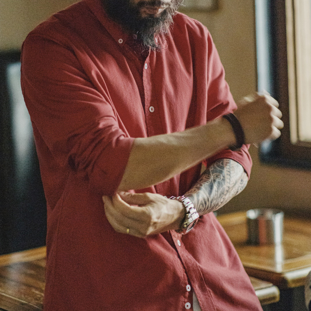 American Casual Solid Color Oxford Spinning Shirt Long Sleeve Cotton Oxford Thin Shirt