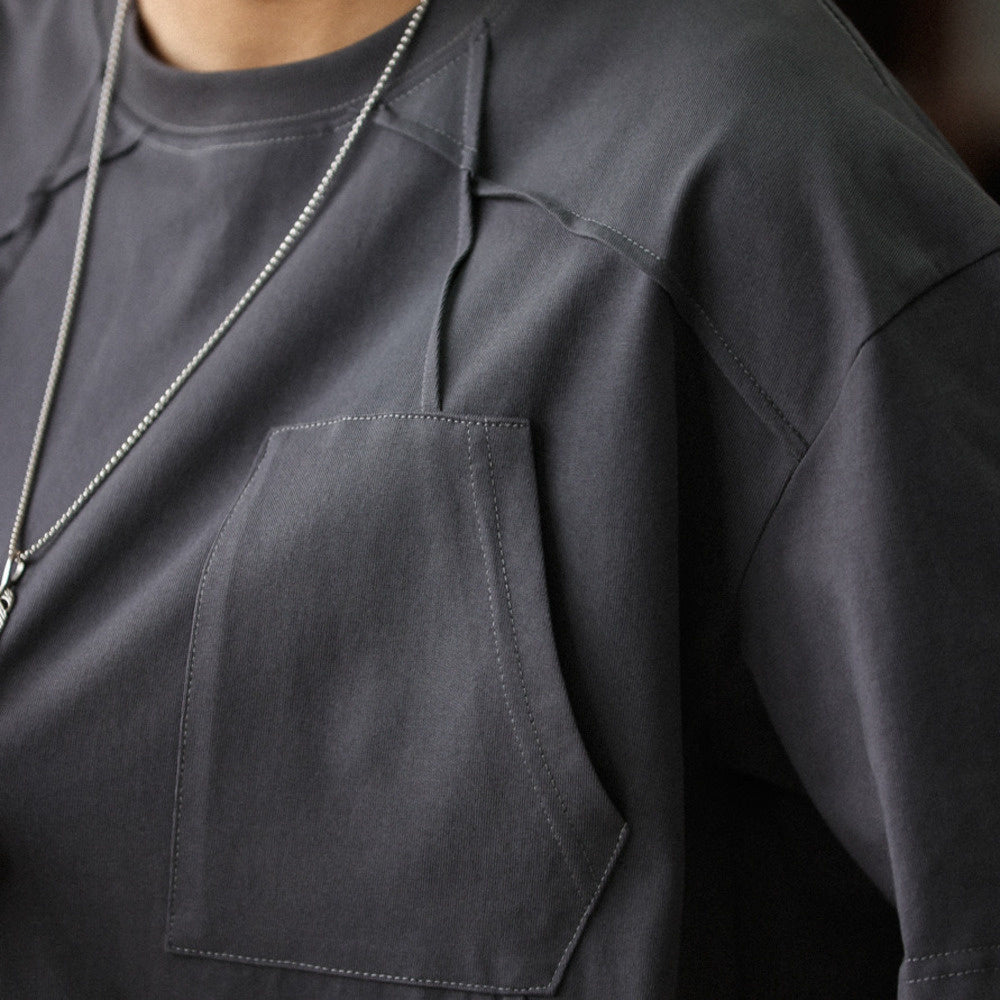 Japanese retro men's loose round neck pure cotton short sleeved T-shirt