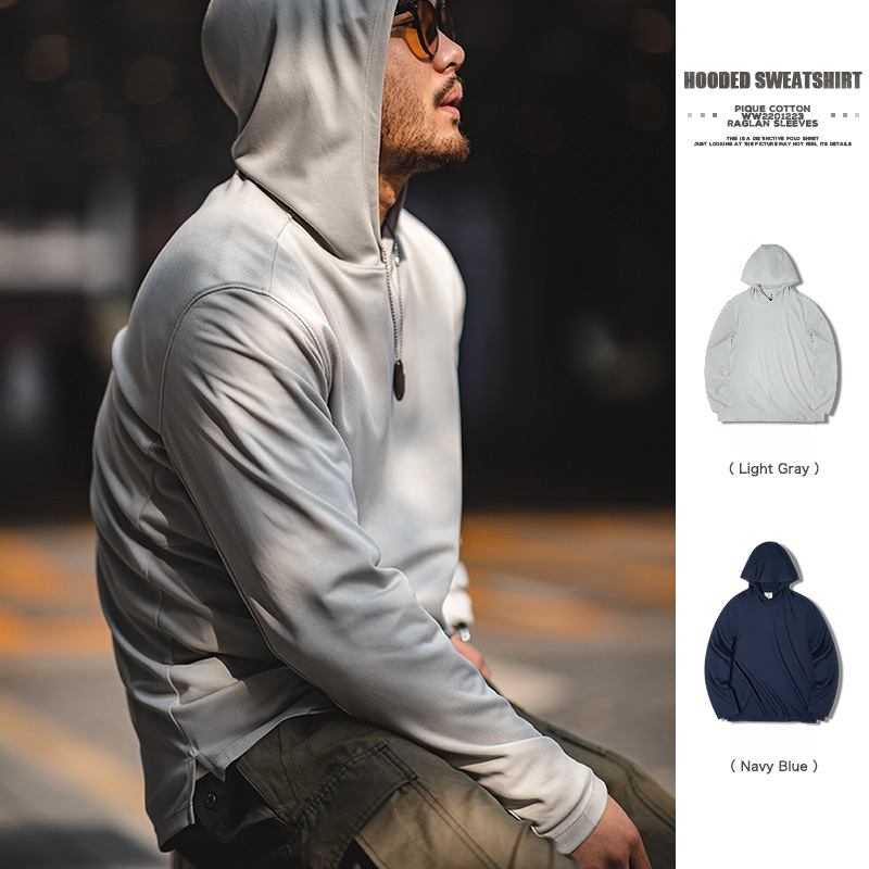 Maden Hooded Sweater Pearl Air Layer T-shirt Quick-Drying Breathable Long Sleeves Thin Sweatshirt