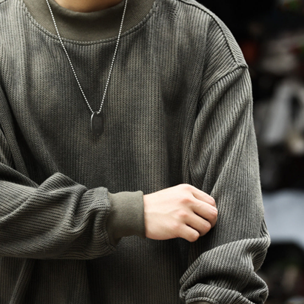 Swoosh Wool Knit Crew Neck Sweatshirt 540g Heavyweight Chunky Thread Vintage Wheaties Slouchy Knit