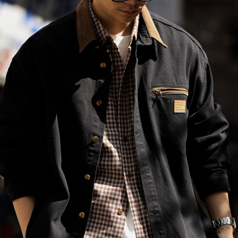 J97 Kahart shirt jacket men's contrasting color spliced collar cleanfit workwear jacket