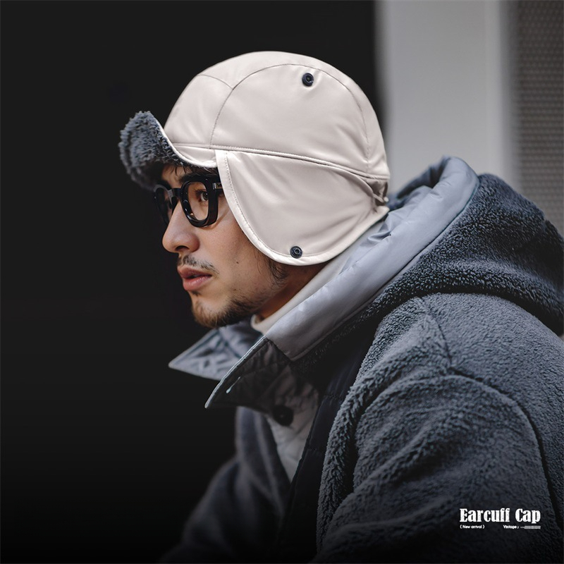 Maden Mountain Outdoor Vintage Pilots Flip brimmed Hat Shake Fleece Ear Protection Flat brimmed Lei Feng Hat