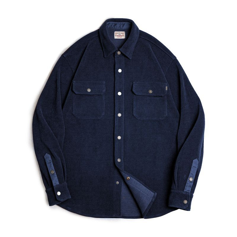 Maden Retro Heavy Knitted Velvet Shirt Jacket Imitation Corduroy Collar Jacket