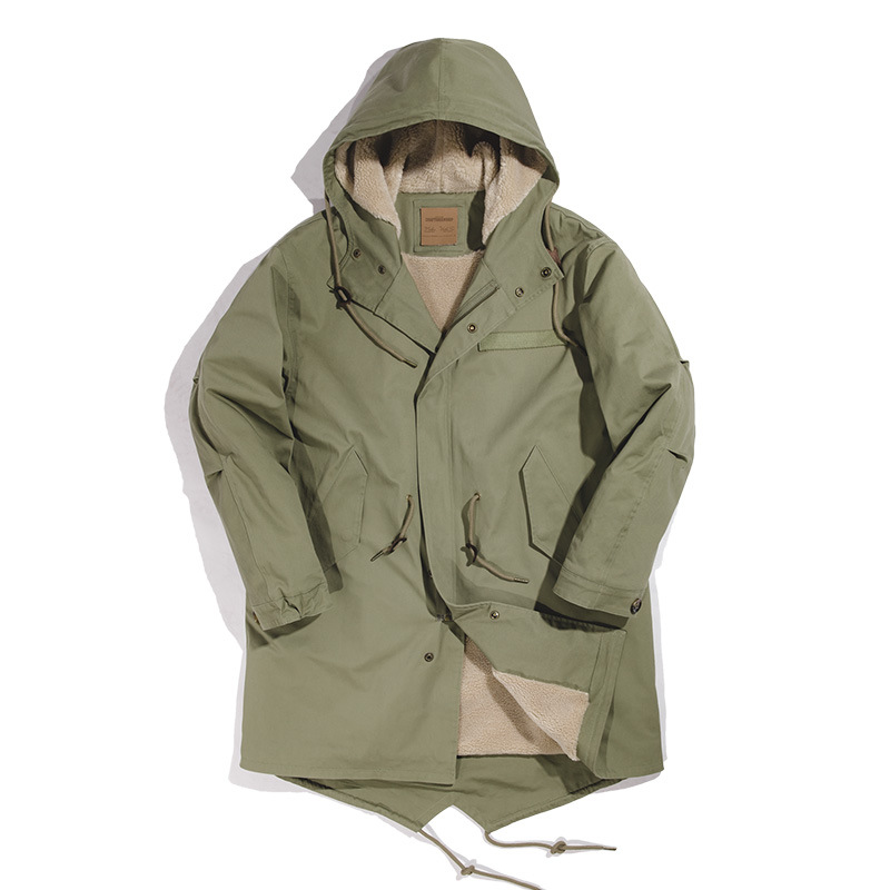 Maden Vintage M51 Fishtail Trench Coat Parka Men's Cotton-Padded Coat Mid-Length Hooded