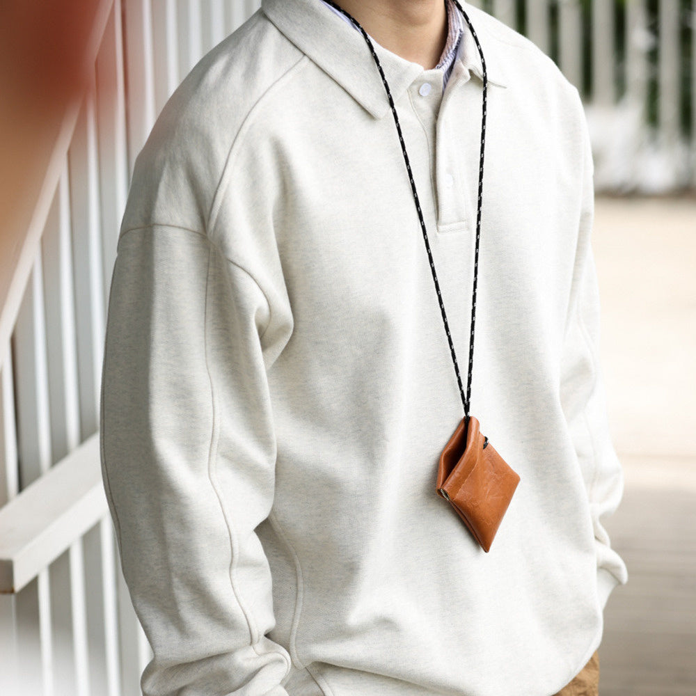 Casual 435g lapel sweatshirt men's cotton loose cut spliced polo shirt jacket