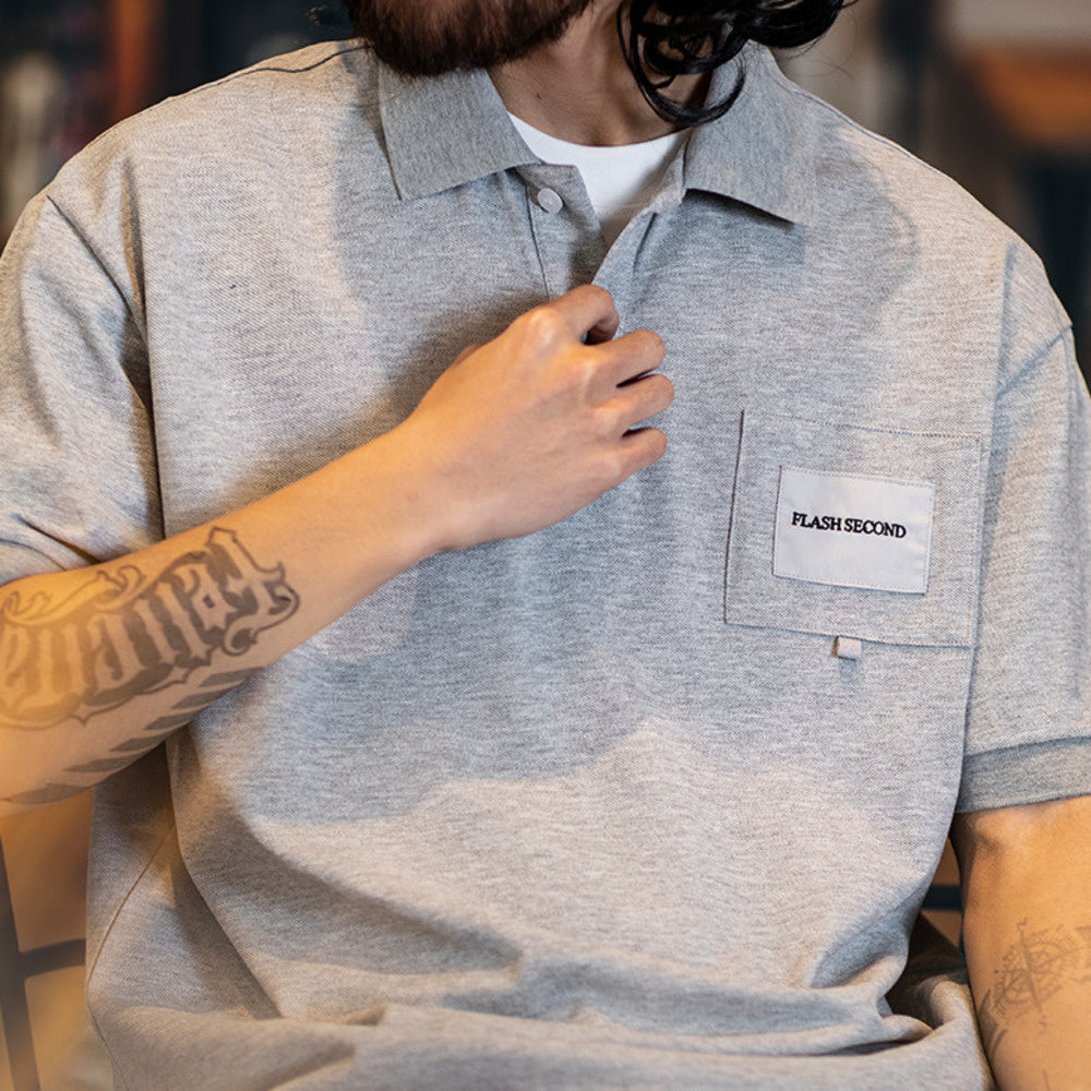 American retro pure cotton men's summer new loose collared polo shirt