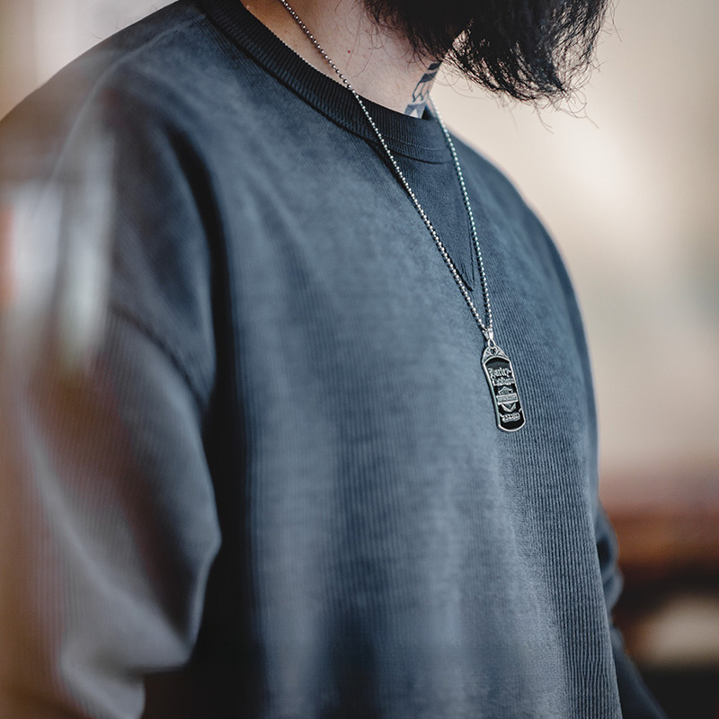 Maden Retro Heavyweight Chenille Round Neck Basic Anti Wrinkle Bottom Long sleeved T-shirt