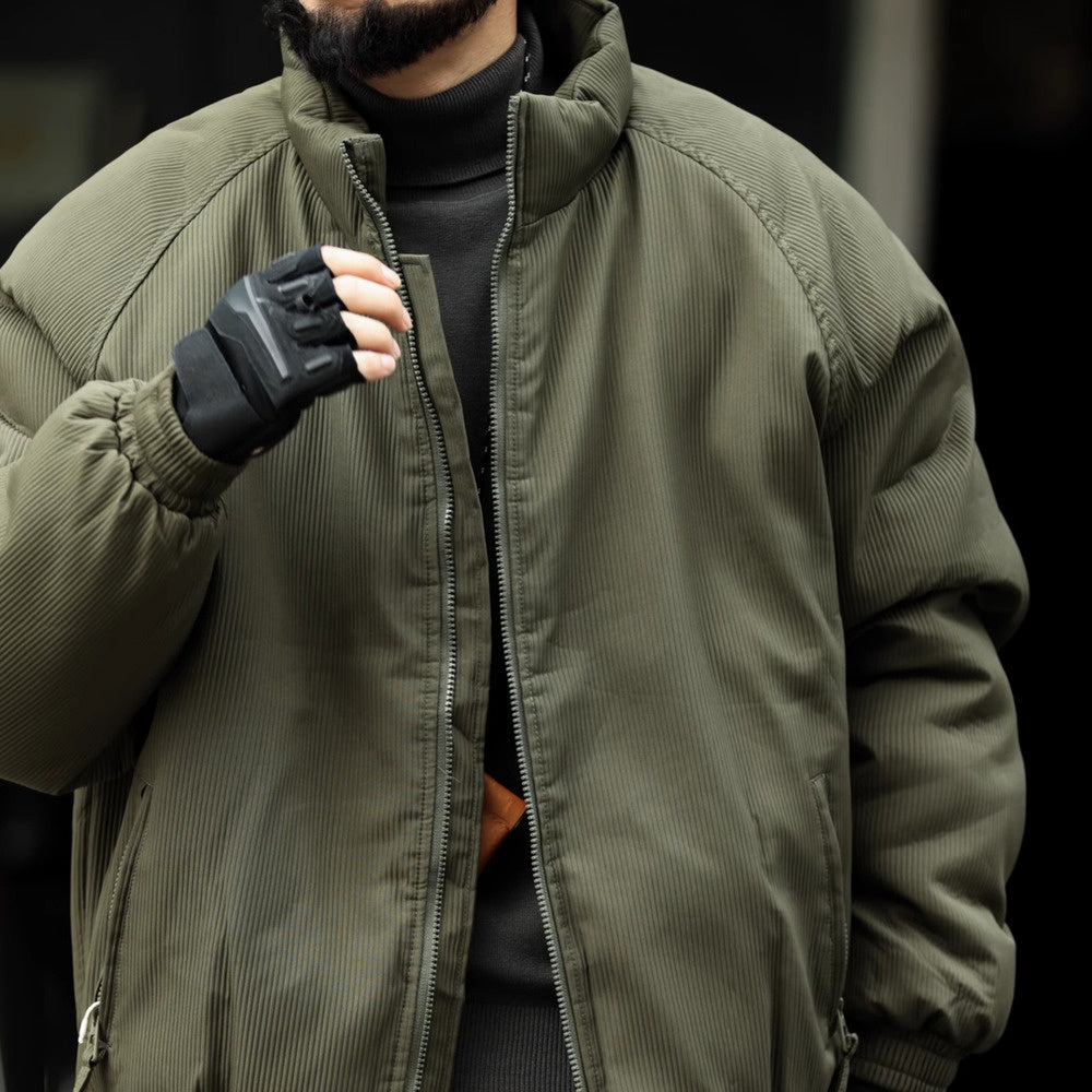 BGYO Thick Cotton Robe Men's Autumn/Winter Stand up Collar Design Warm Work Clothes Cotton Jacket