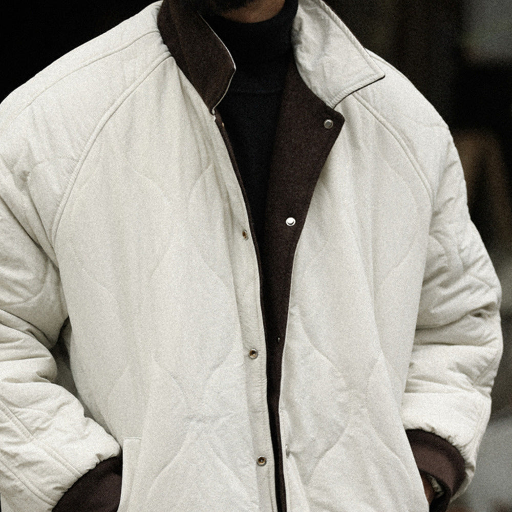 Vintage gallery type two sides wear lapel diffractive sewing warm casual baseball coat jacket