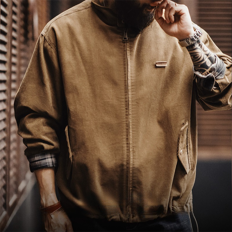 Maden Retro Corduroy Harrington G9 Jacket Amikage Stand up Collar Casual Jacket