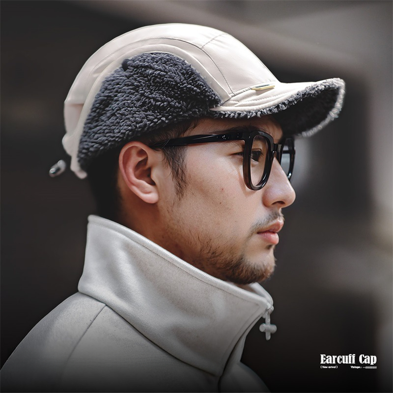 Maden Mountain Outdoor Vintage Pilots Flip brimmed Hat Shake Fleece Ear Protection Flat brimmed Lei Feng Hat