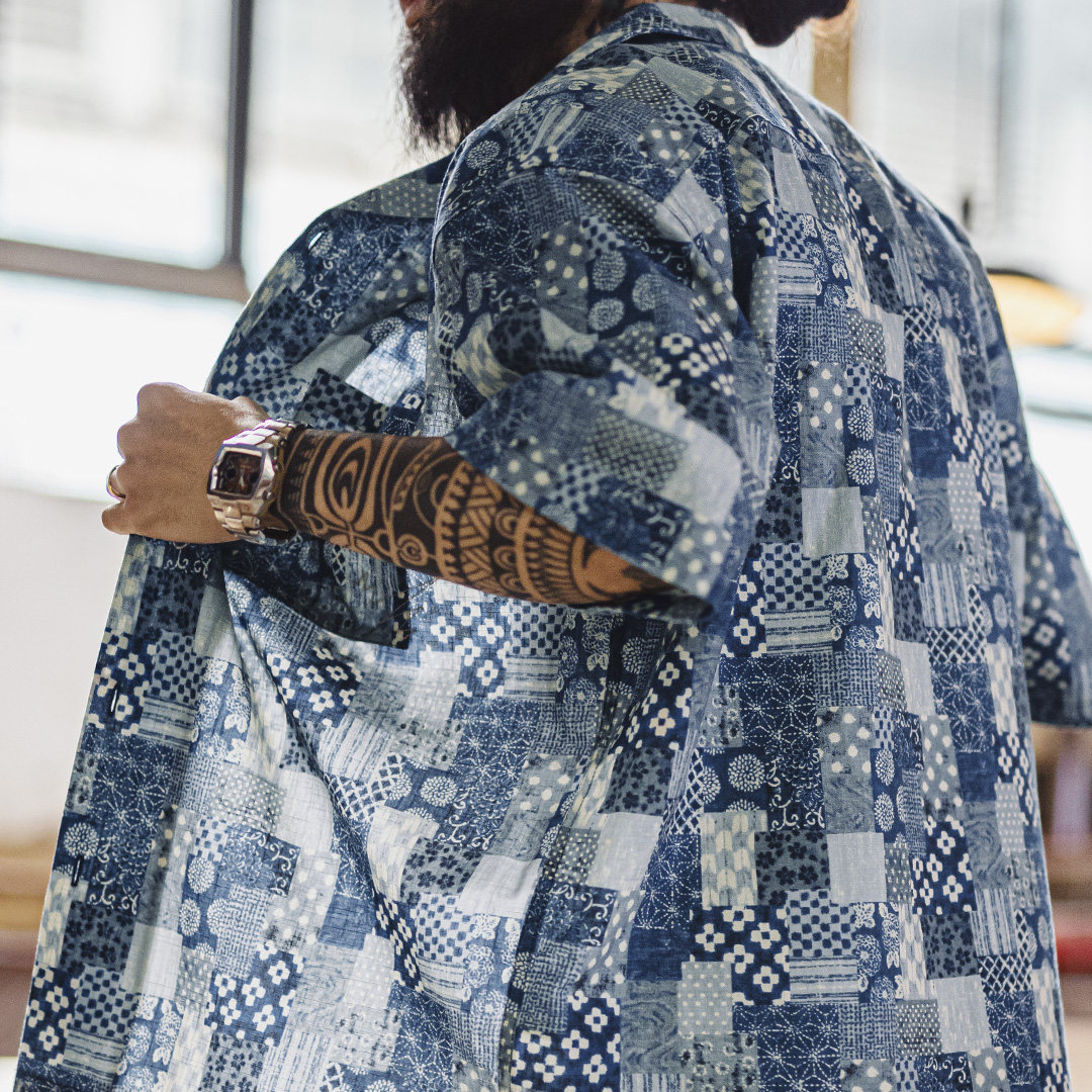 American Retro Boro Vintage Printed Short Sleeved Shirt