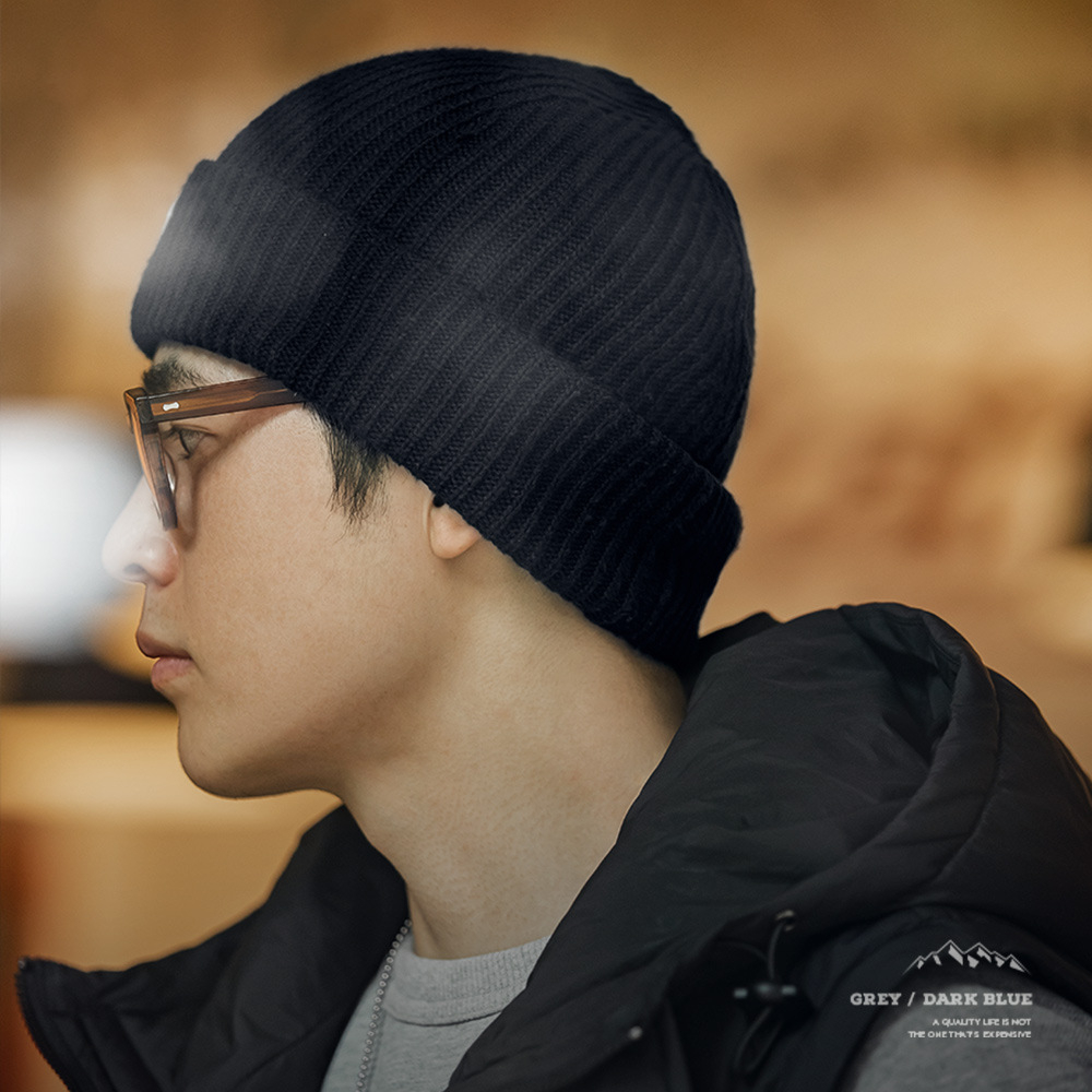 Maden retro letter cold hat with folded knitting yarn hat for warmth and versatile melon skin hat