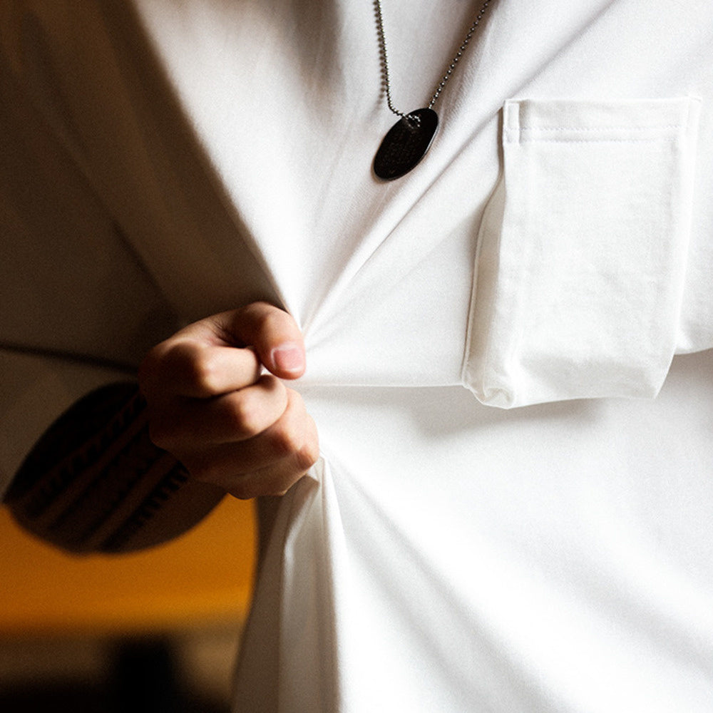 American casual pocket men's 260G round neck outdoor T-shirt