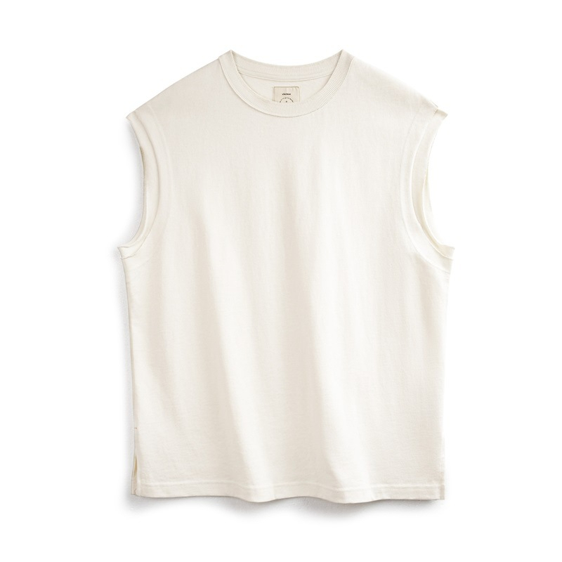 Maden Cotton Seed Shell Heavyweight Knitted Wide Shoulder Sports Pure Cotton Sleeveless T-shirt