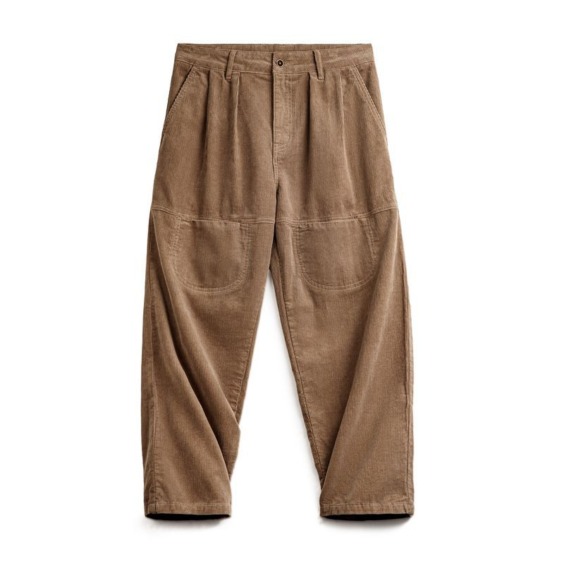 Maden retro multi pocket corduroy casual pants, loose striped velvet, pure cotton straight leg pants