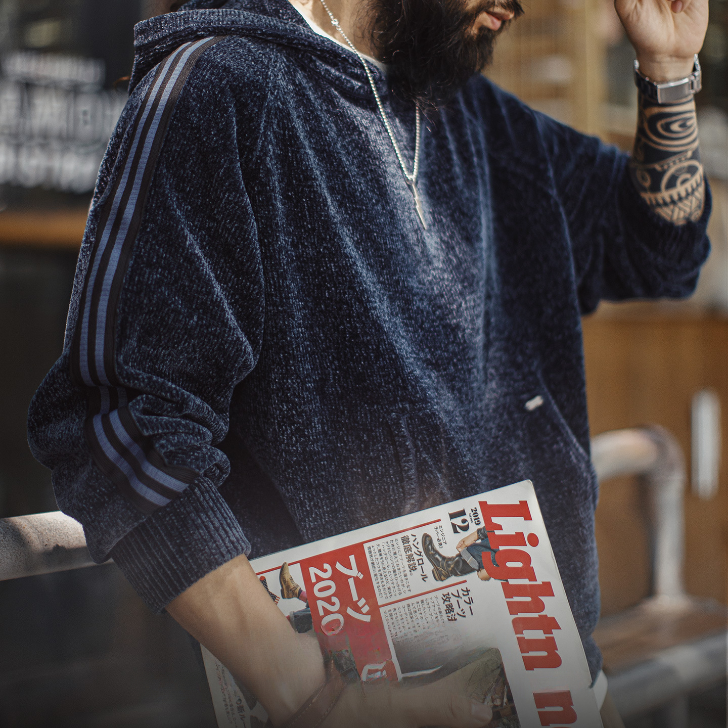 American Retro Chenille Pullover Warm Corduroy Thick Hoodie