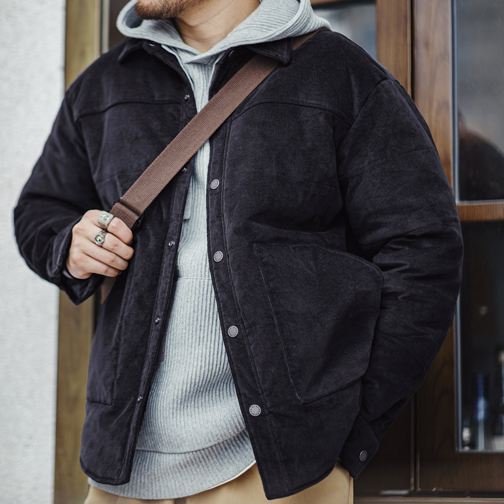 Magen Vintage Corduroy Jacket Corduroy Lapel Thick Warm Jacket