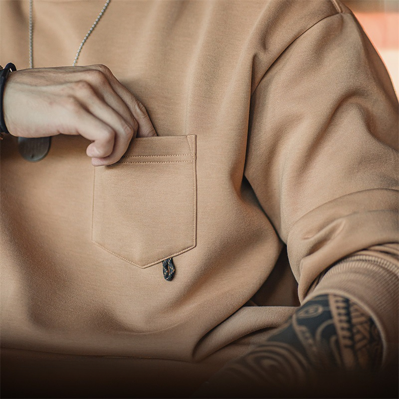 Maden casual air layer 3D letter printed hoodie illustration loose round neck long sleeved top