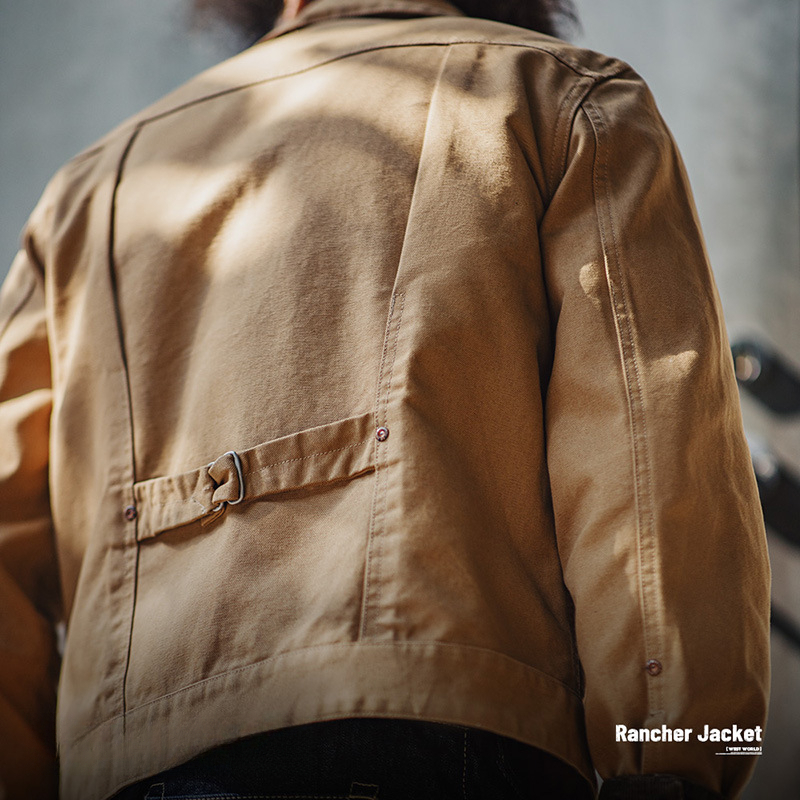 MADEN Vintage Western Ranch Maillard Heavy Canvas Lapel Denim Jacket