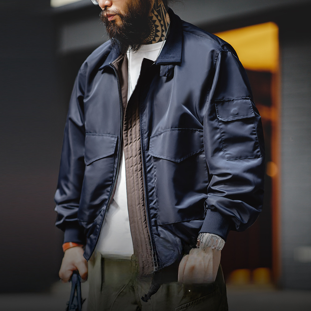 Maden Retro G8 Pilot Jacket Military Style Amikaki Flip Collar Short Coat.