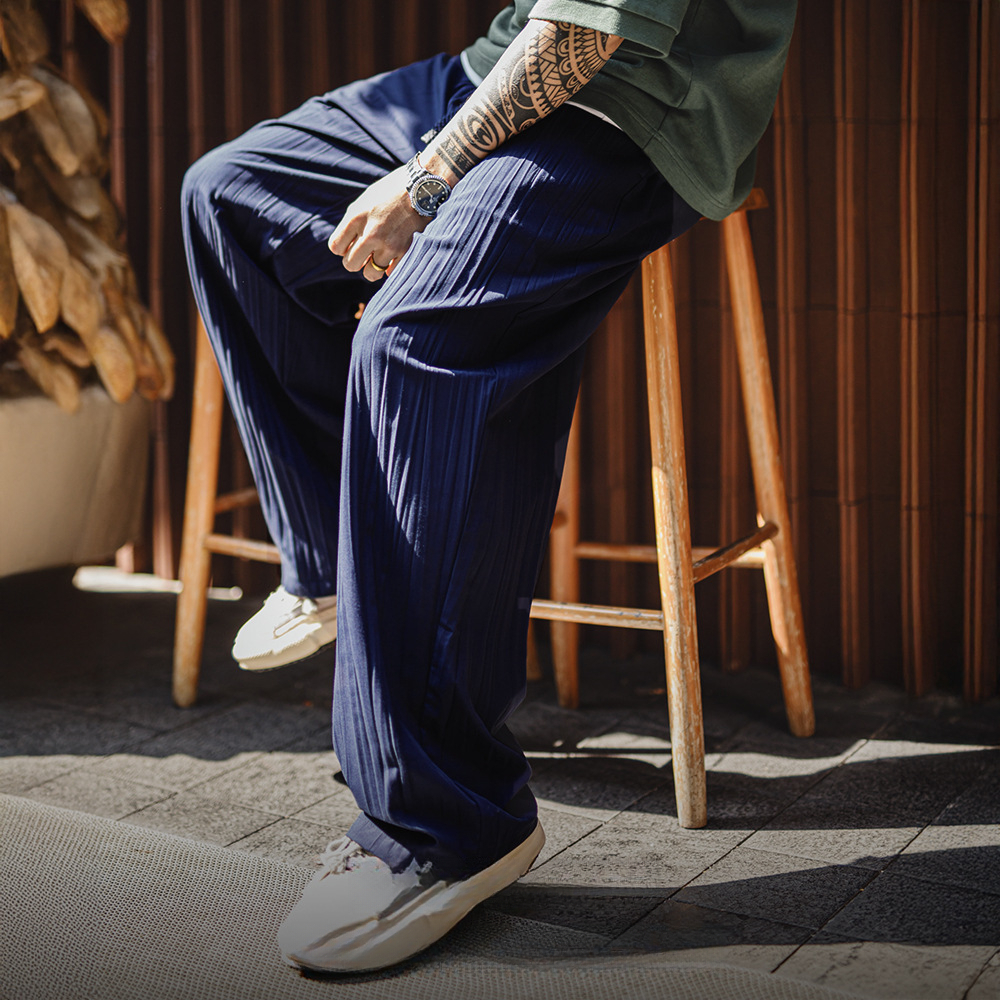 Japanese pleated casual thin breathable drawstring hanging pants