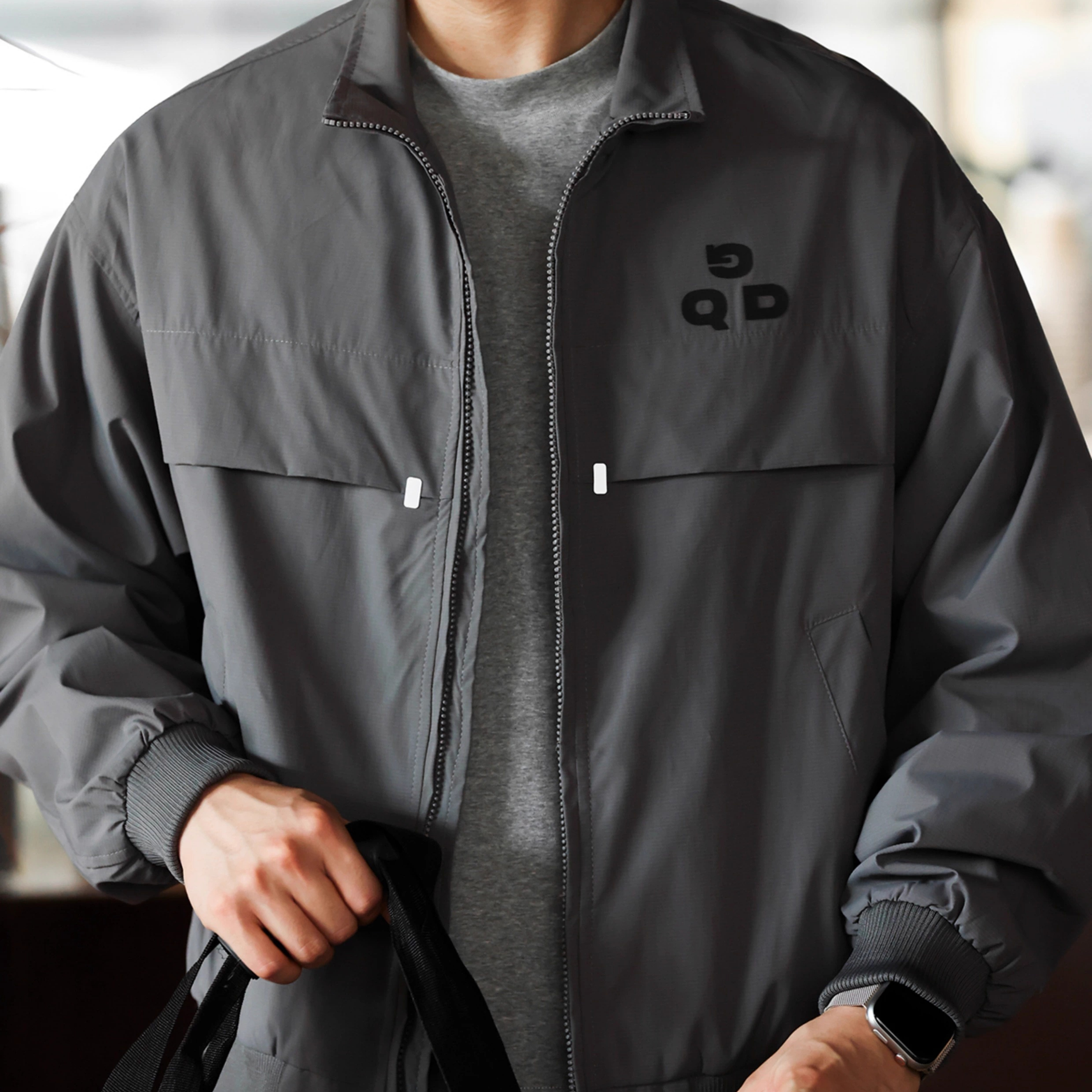 American Casual Waterproof Men'S Commuting Harrington Stand Up Collar Workwear Jacket