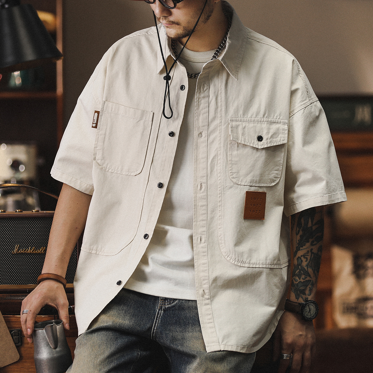 American Retro Men'S Summer Loose Heavy Casual Workwear Jacket