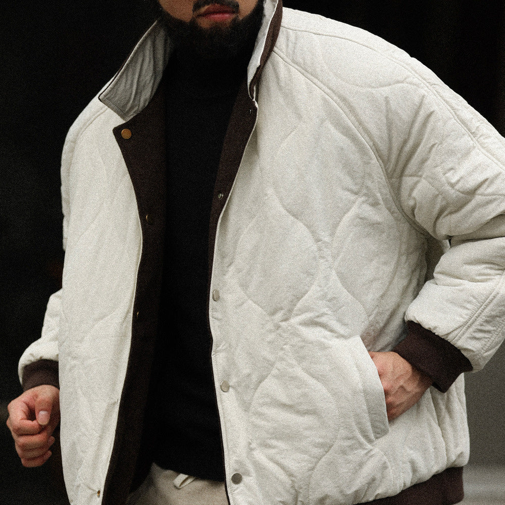 Vintage gallery type two sides wear lapel diffractive sewing warm casual baseball coat jacket