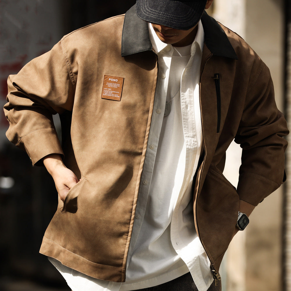 PU Pickup Hart Jacket Men's Texture Pique Handsome Corridor Style Cont