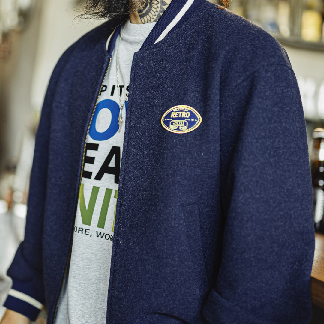 American Retro Blue Embroidered Contrasting Short Jacket