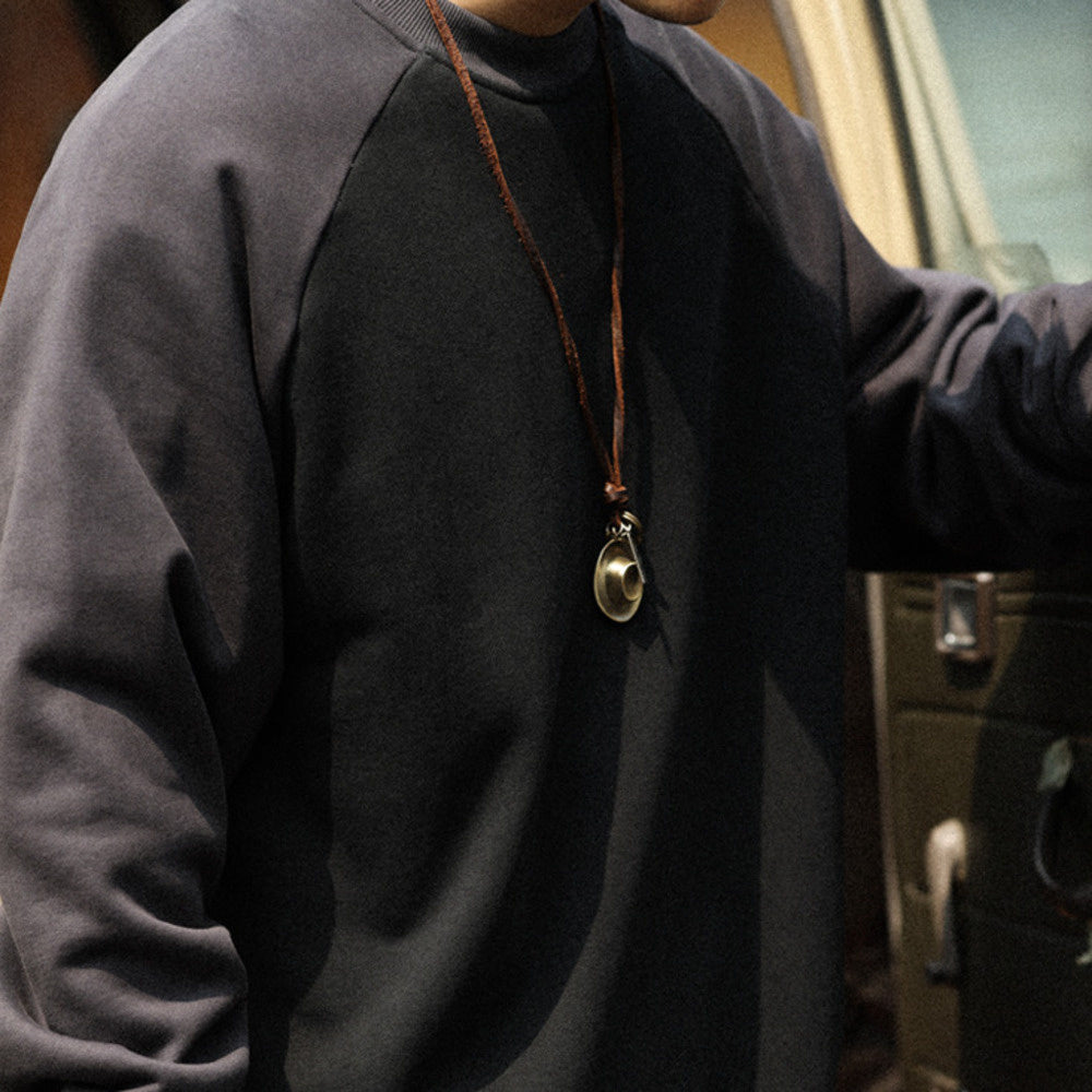 BGYO American 480g contrasting raglan sleeve round neck hoodie men's loose loop bottom cotton outerwear