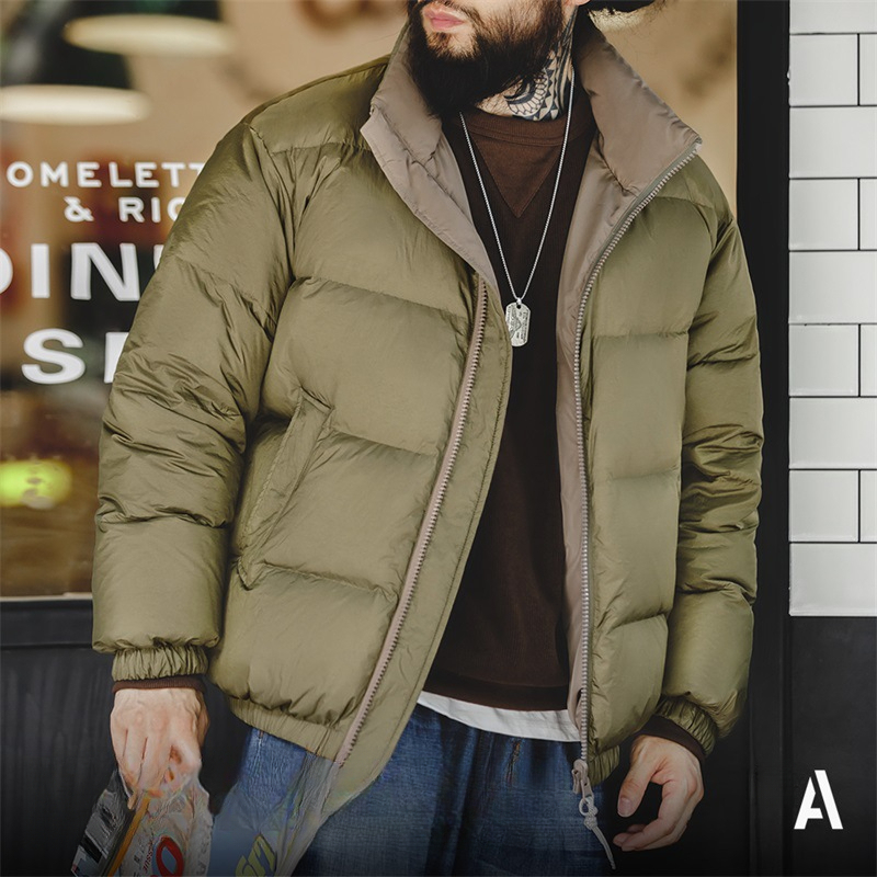 MADEN Double-Sided Quilted down Jacket Duck down Versatile Stand Collar Warm Jacket