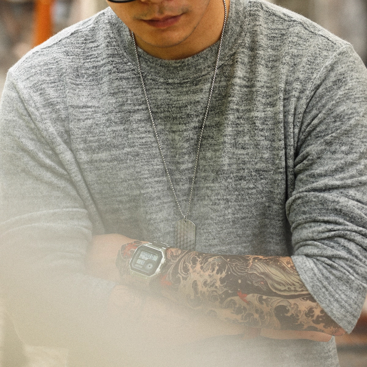 American High-End 250g Elastic Hanging Casual Long Sleeved T-Shirt