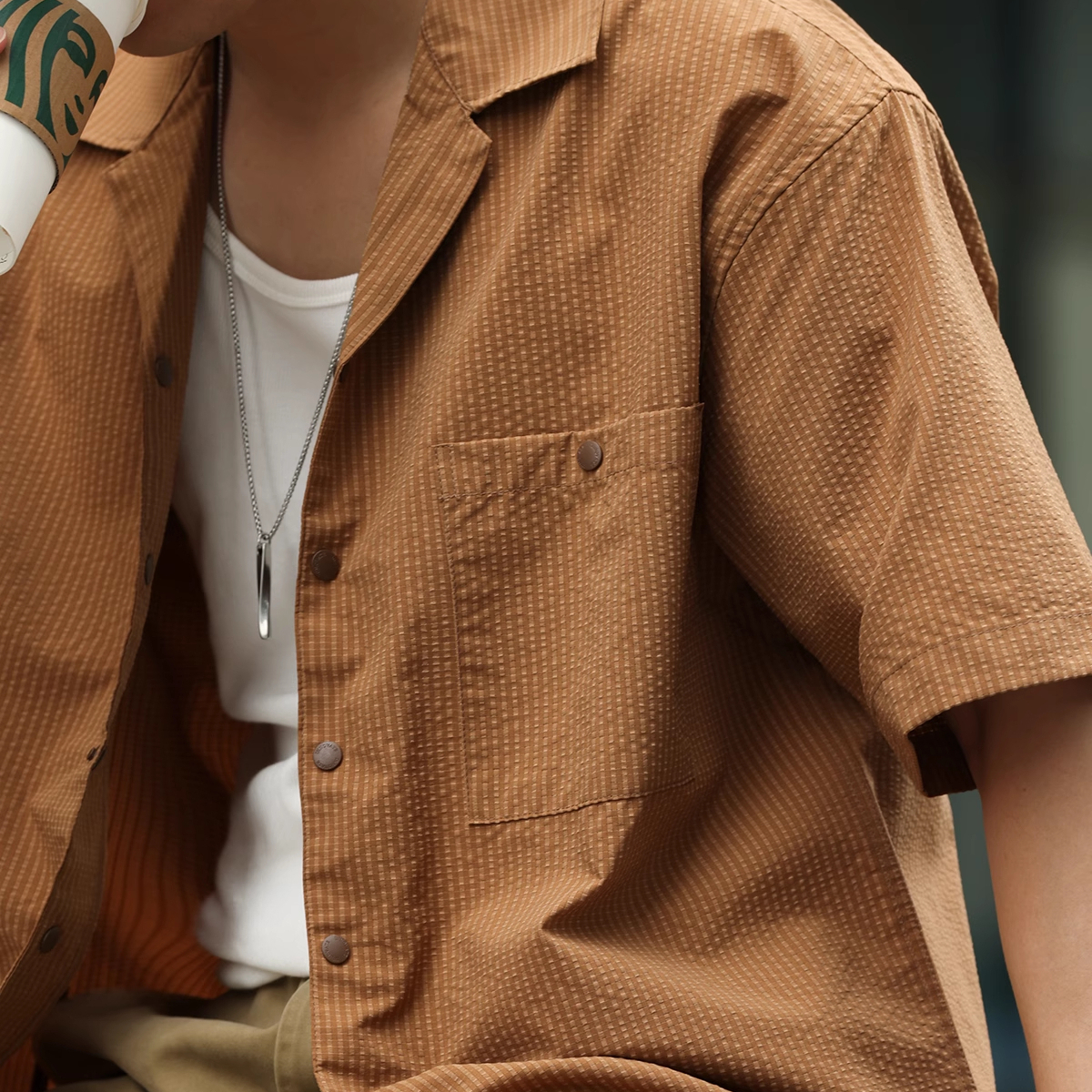 American style 120g plaid men's cool quick drying breathable shirt