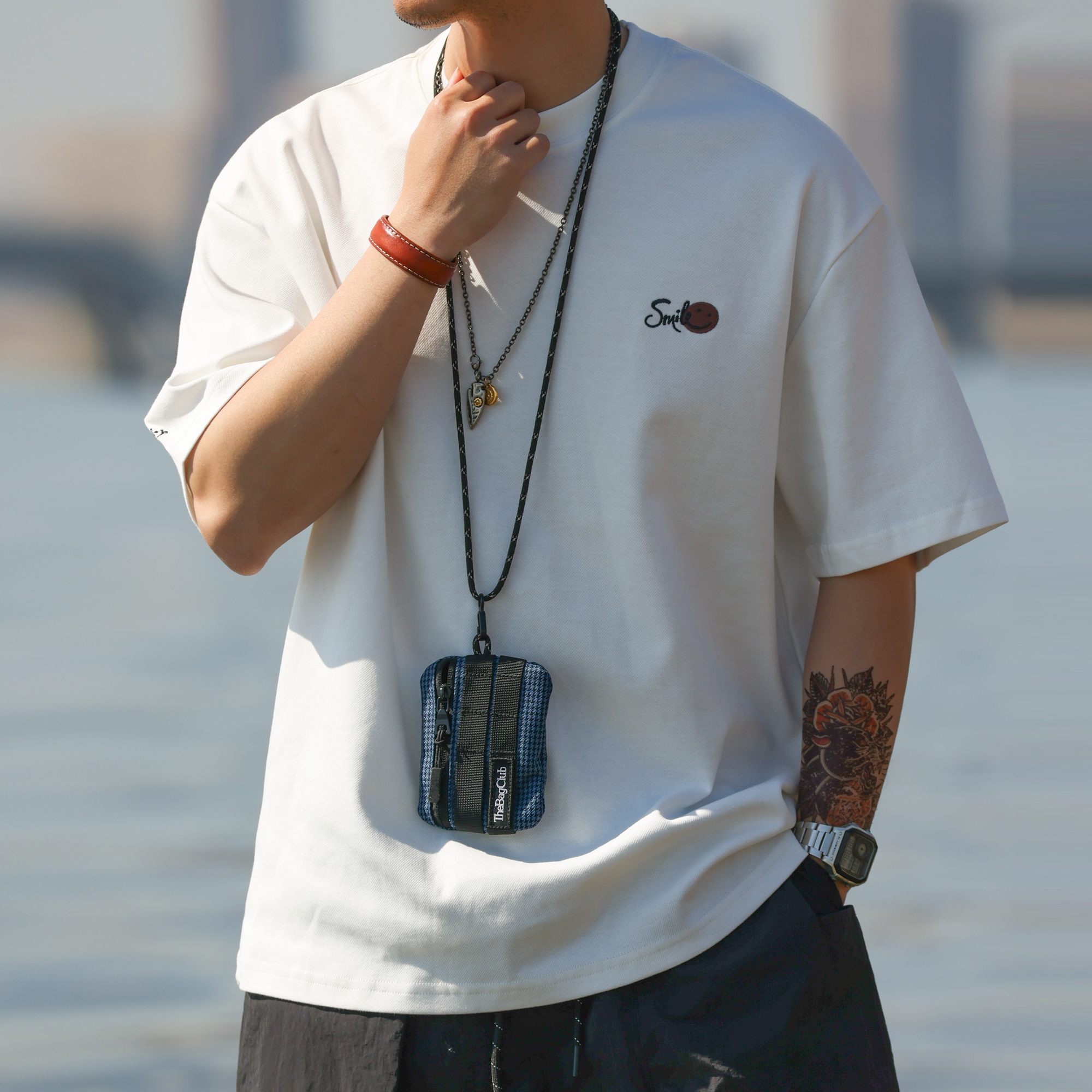 American casual 230g cotton men's embroidered round neck short sleeved T-shirt