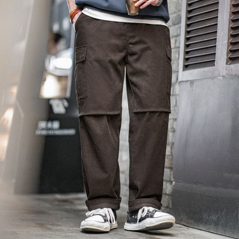 Maden vintage corduroy organ pleat casual pants loose contour cotton straight leg pants