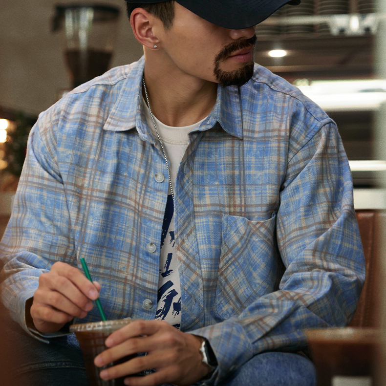 American Retro Checkered Men'S 2025 Autumn New Loose Long Sleeved Shirt