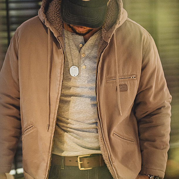 Maden Vintage J141 Hooded Jacket Cotton Lamb's Wool Padded Warm Canvas Coat
