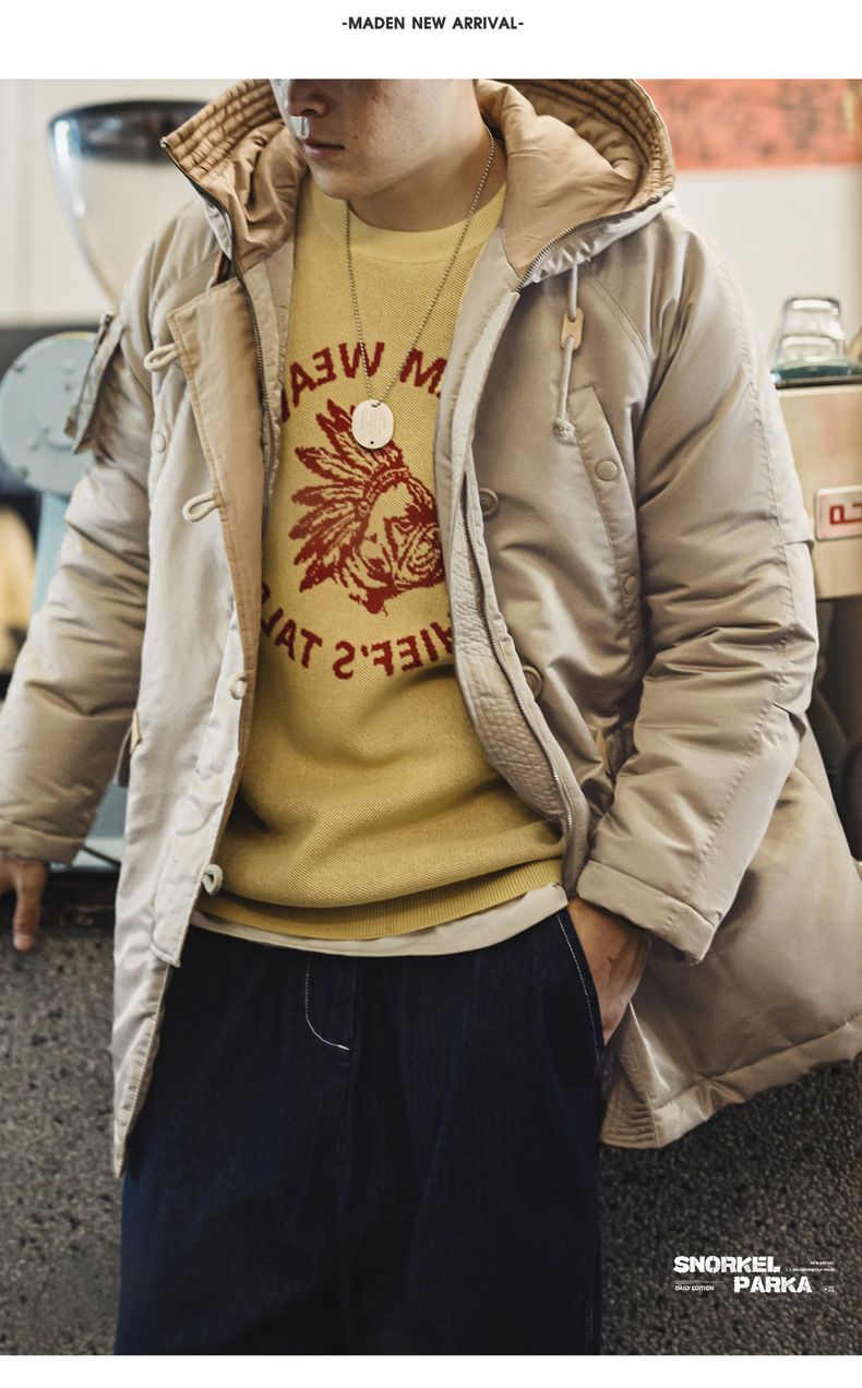 Madden Workwear American N3B Pilot Jacket Cotton-Padded Military Style Thick Mid-Length Hooded Jacket Men's Autumn and Winter