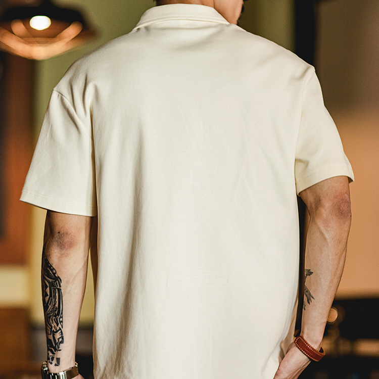 American retro patchwork contrasting color men's summer new casual elastic polo shirt