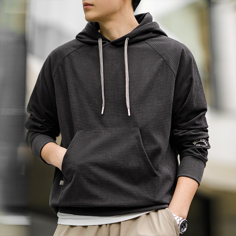 Maden Retro Corn Embroidered Hooded Sweater All-Match Solid Color Pullover