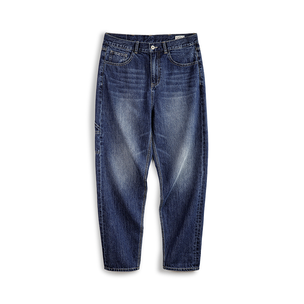 Maden retro ground white logging washed denim loose cotton straight leg jeans