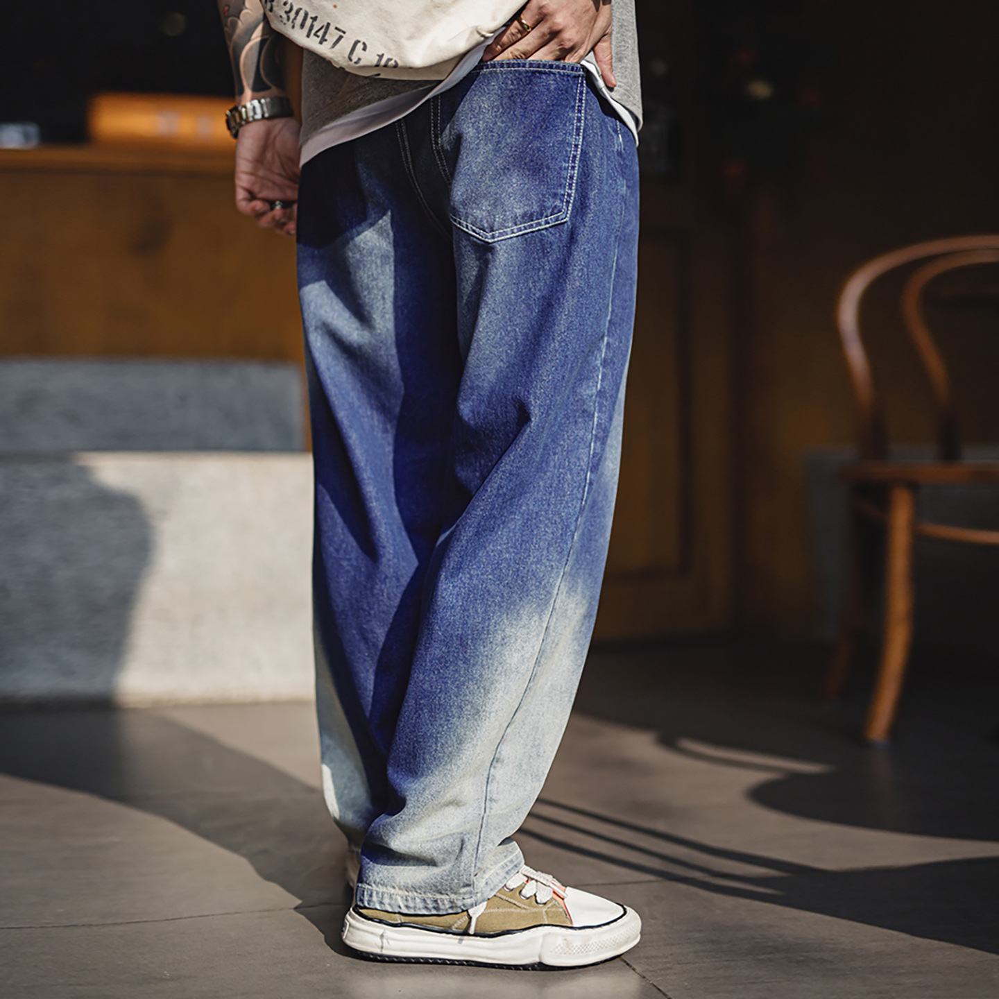 American Gradient Ice Blue Lyocell Men's Cleanfit Casual Jeans