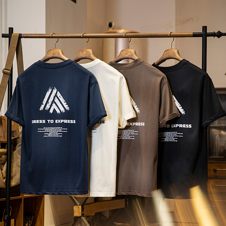 American casual printed men's summer cotton loose round neck short sleeved T-shirt