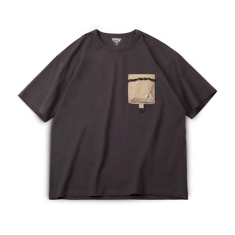 Maden casual outdoor functional style pure cotton pocket contrasting short sleeved T-shirt